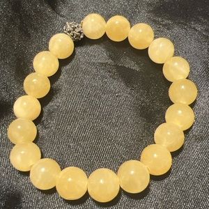 Yellow gemstone stretch 10mm beaded bracelet